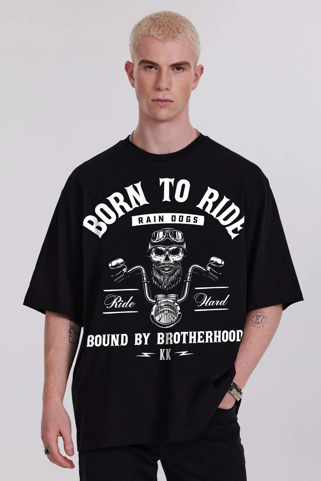 Rain Dogs Baskılı Siyah Kısa Kollu Erkek Tişört