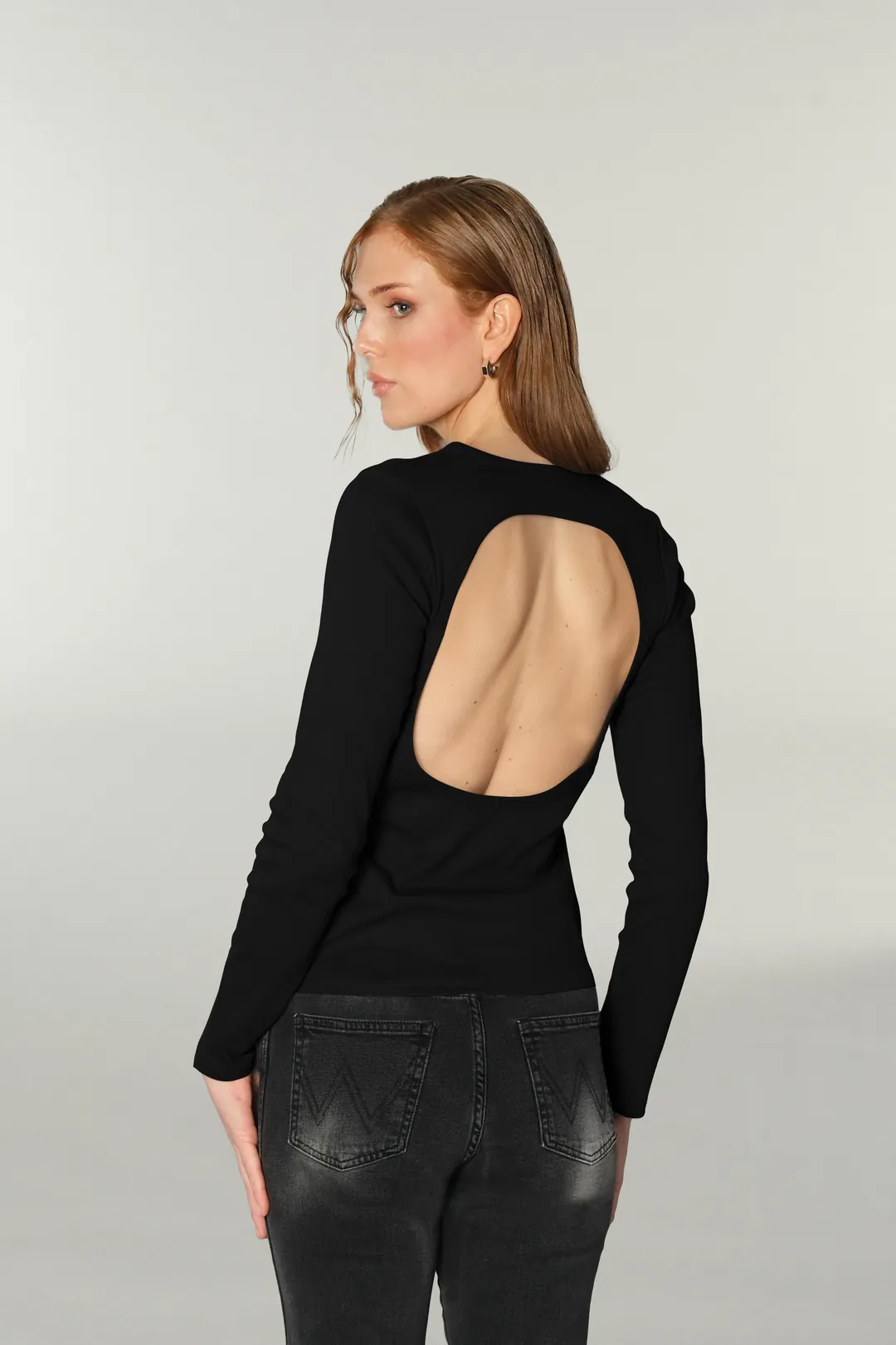 Baskılı Sırt Dekolteli Body