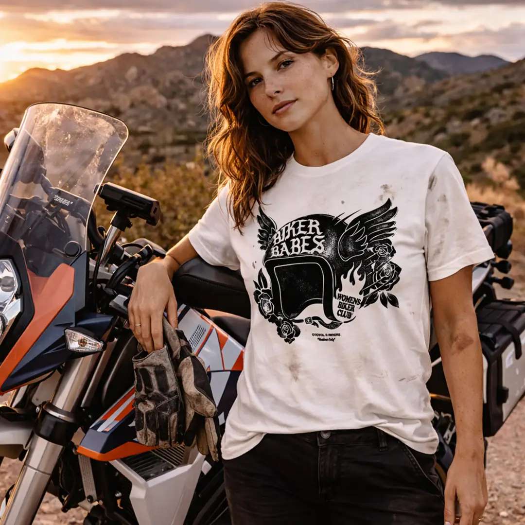 Kask Baskılı Kadın Ekru Regular Tişört