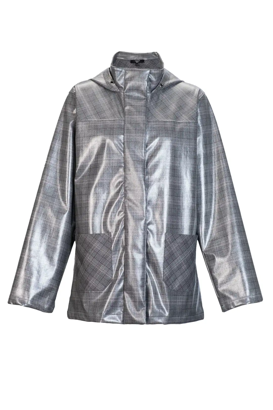 Kadın Parlak Ekoseli Yağmurluk