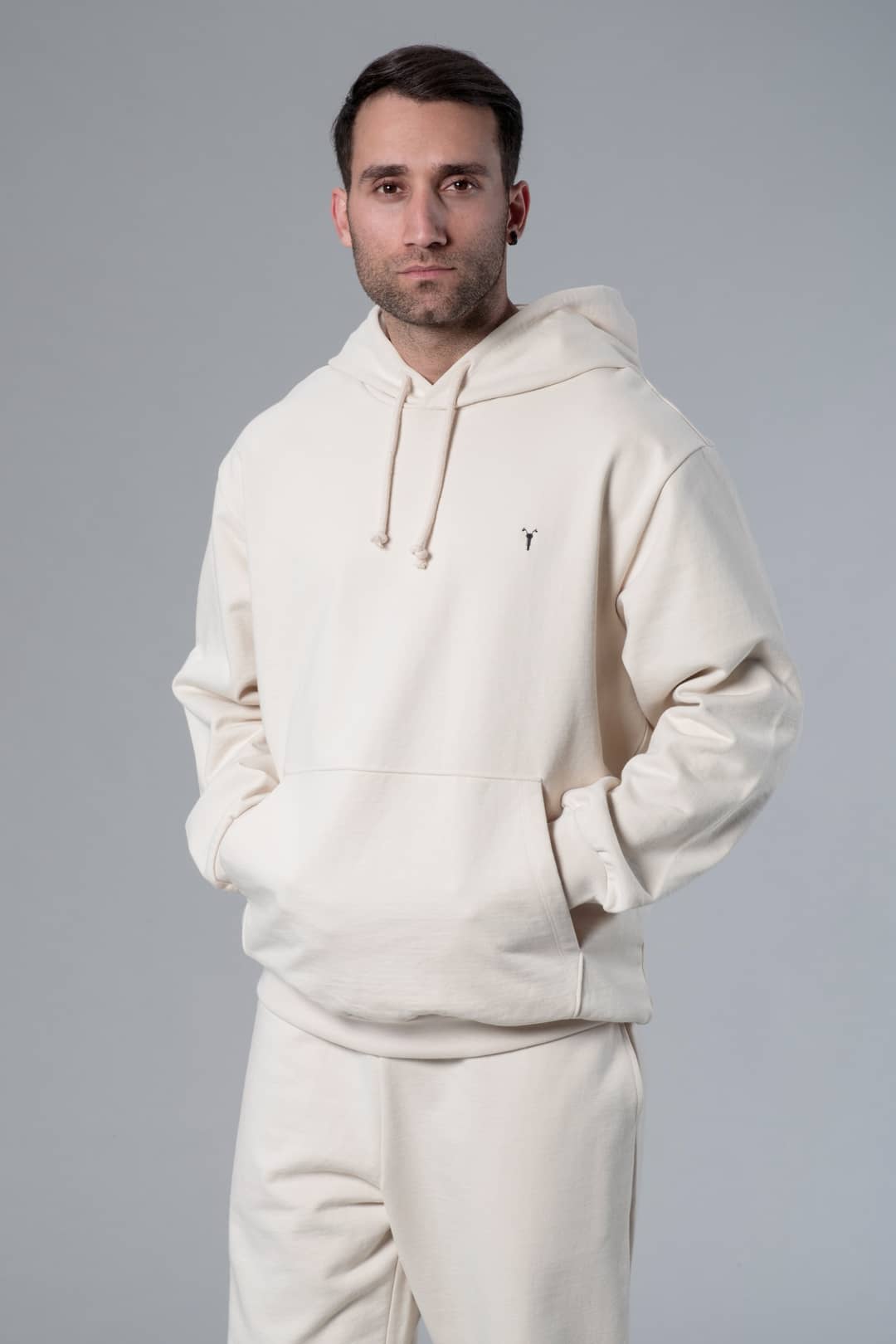 Kapüşonlu Oversize Ekru Hoodie