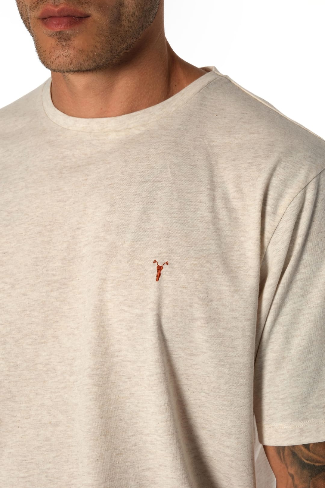 Ekru Bisiklet Yaka Tshirt