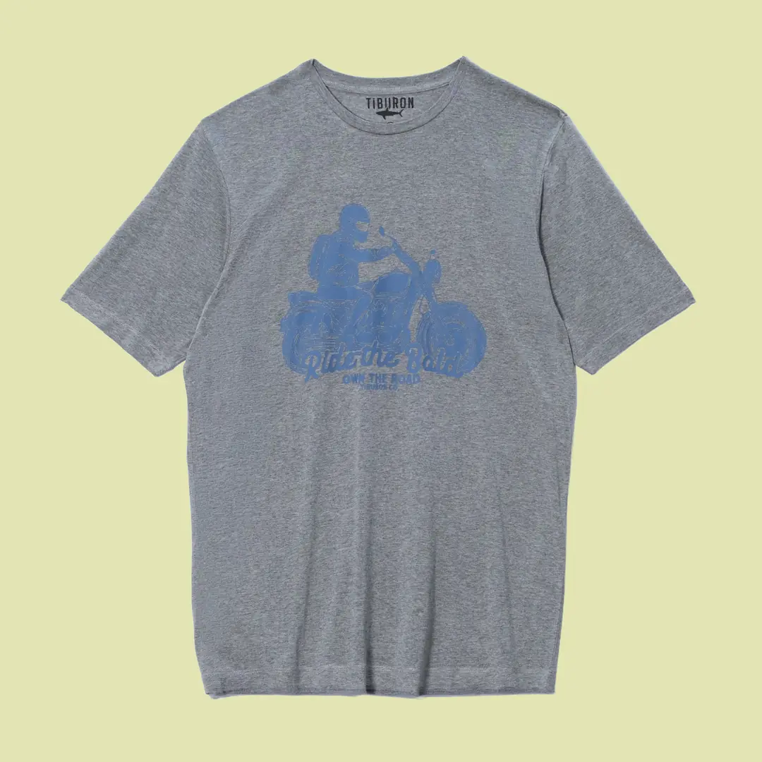 Baskılı Erkek Gri Melanj Regular Tişört