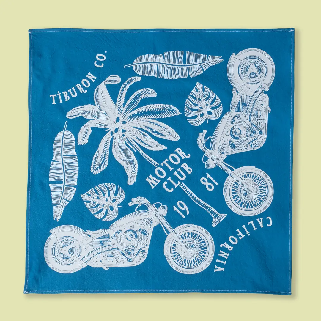 Poplin Baskılı Mavi Bandana