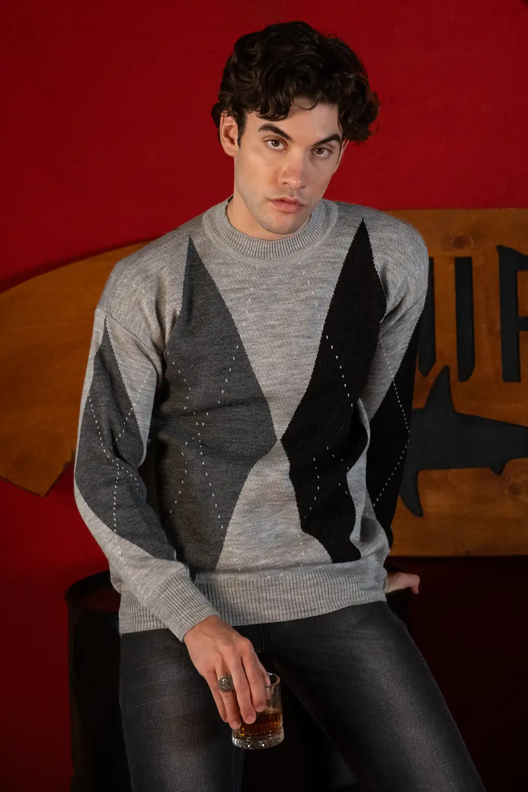 Baklava Desenli Örme Kazak