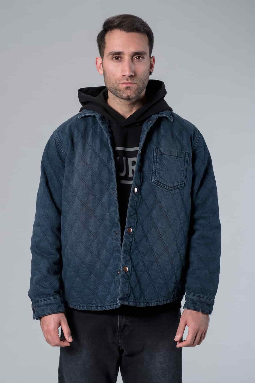 Koyu Lacivert Kapitone Denim Ceket