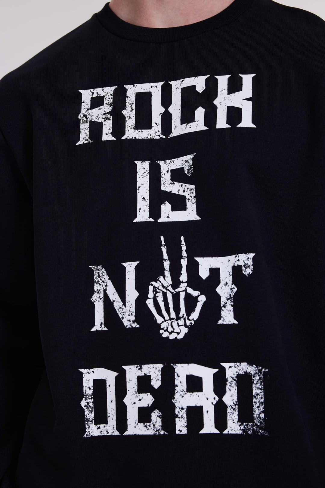 Slogan Yazı Baskılı Erkek Siyah Sweatshirt