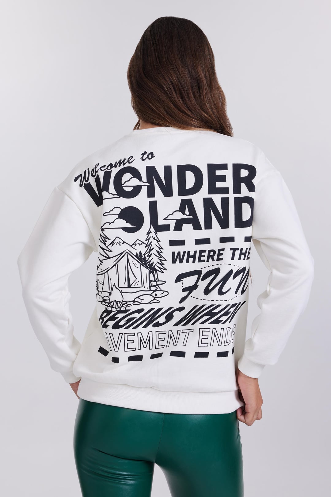 Baskılı Beyaz Kadın Sweatshirt
