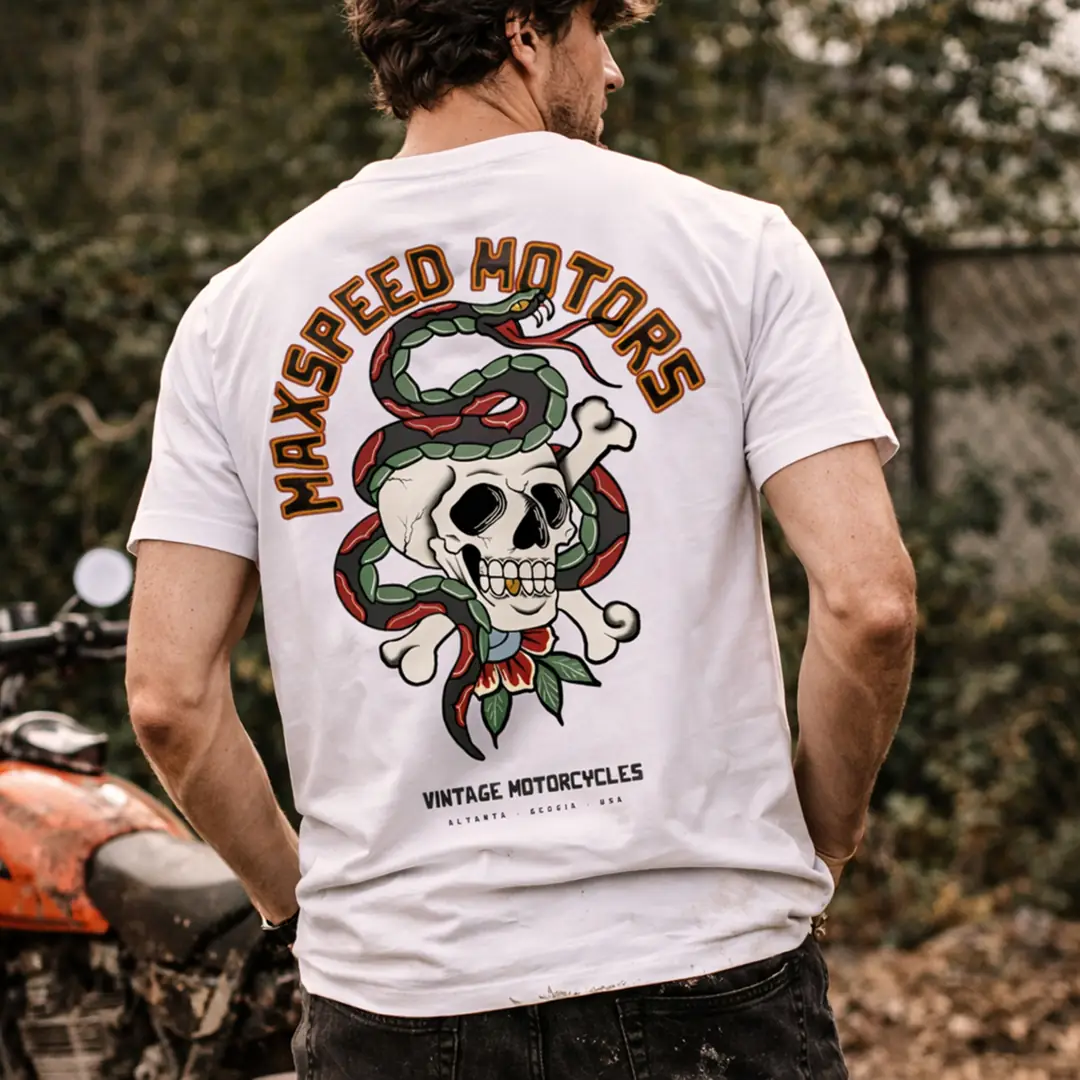 Ön ve Arka Baskılı Erkek Beyaz Regular Tişört