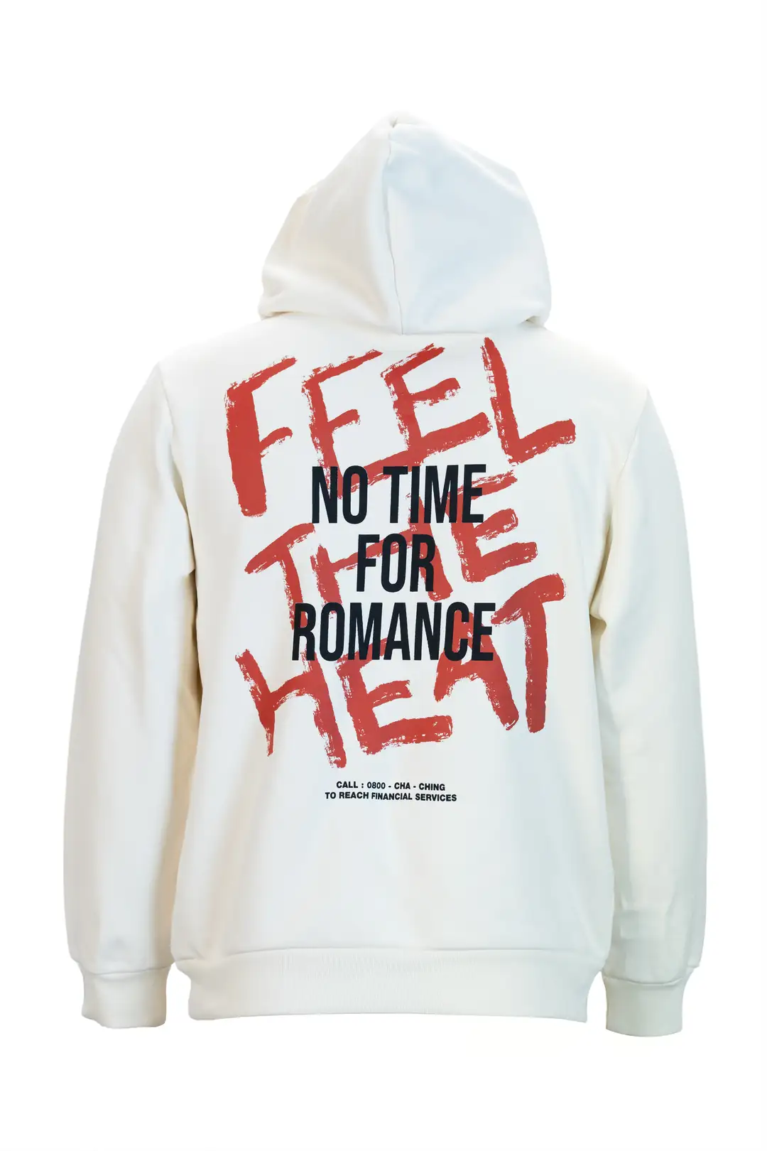 Erkek Ekru Baskılı Kapüşonlu Hoodie