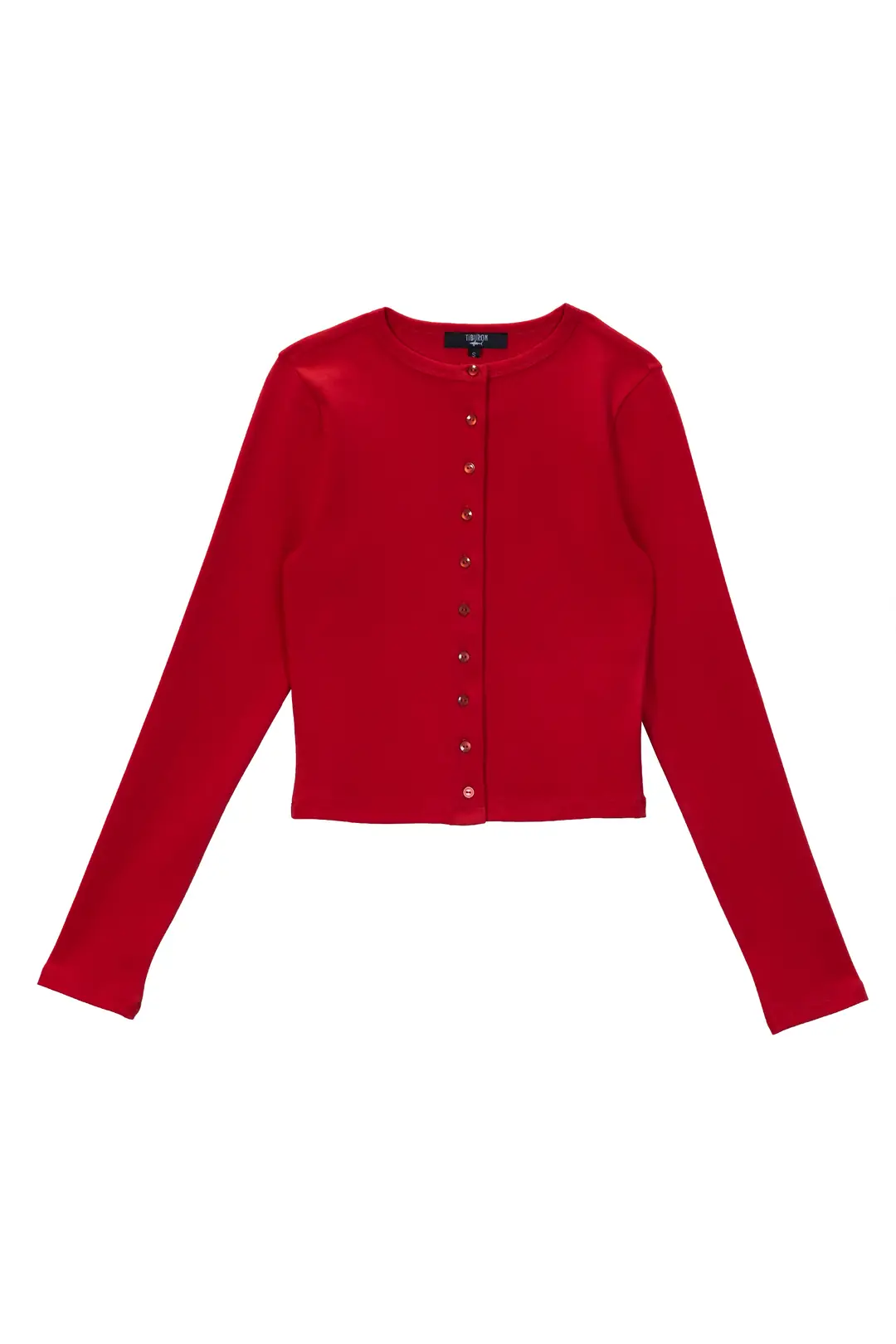 Kadın Kırmızı Düğmeli İnce Hırka