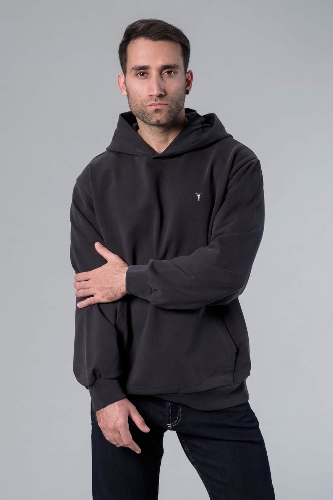 Kapüşonlu Oversize Antrasit Hoodie