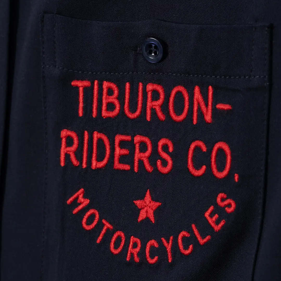 Nakış Detaylı Erkek Kısa Kollu Lacivert Gömlek