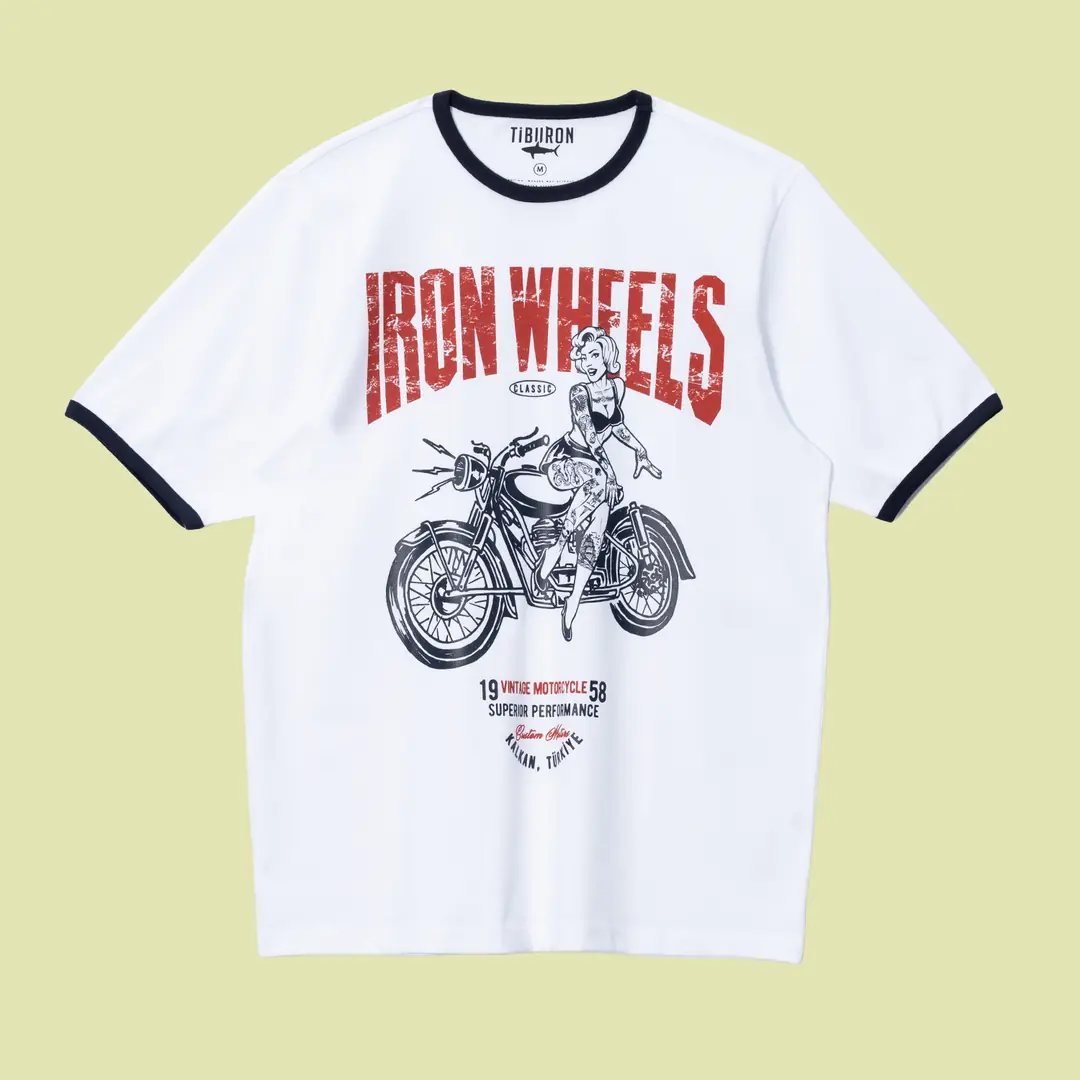 Kontrast Biye Detaylı Erkek Regular Beyaz Tişört