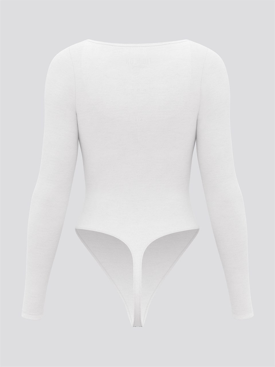 Nakışlı Dekolteli Beyaz Çıt Çıtlı Body