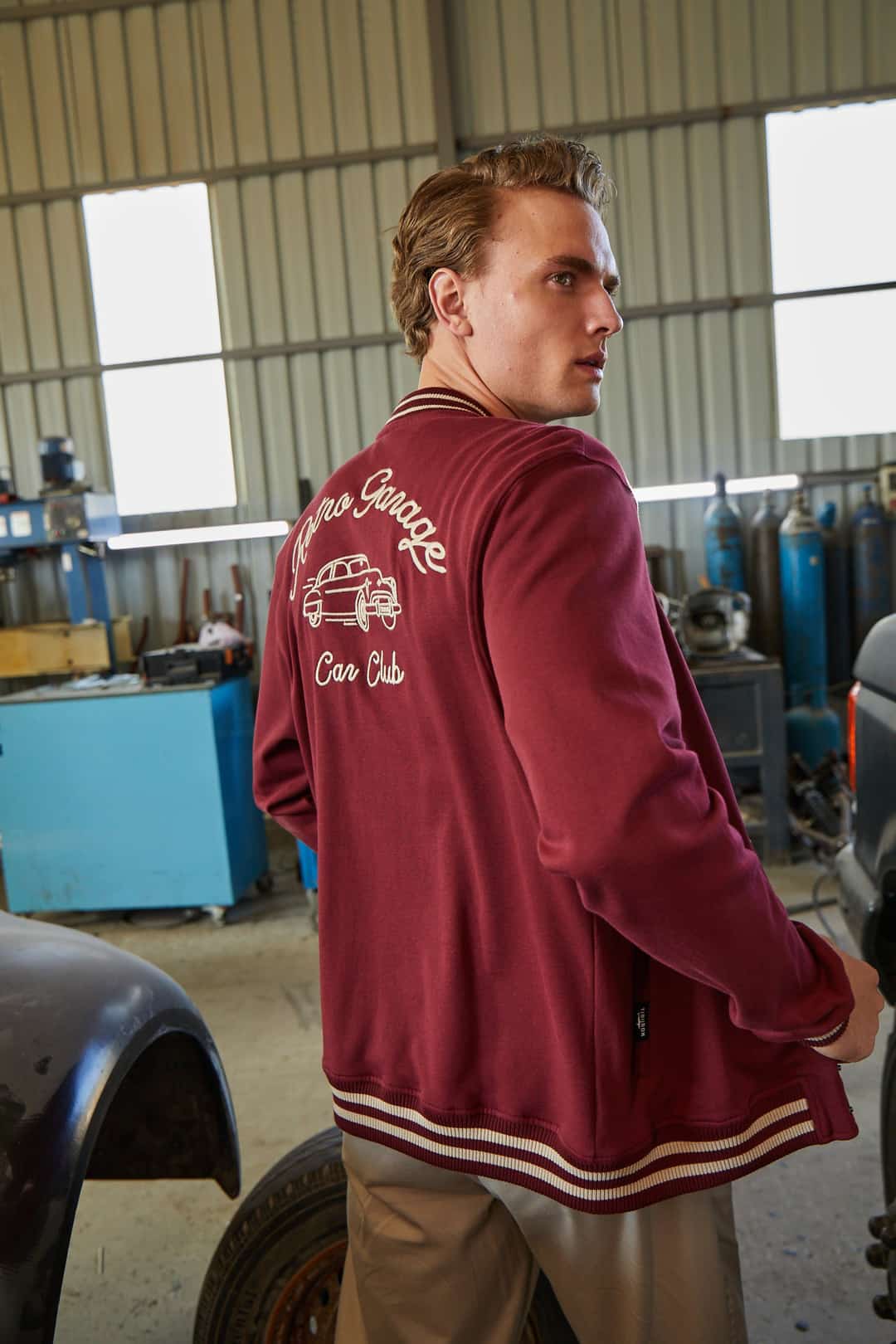 Erkek Bordo Bomber Ceket