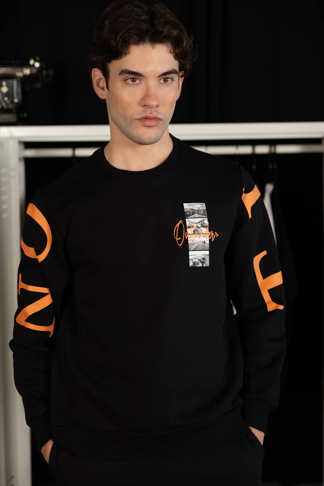 Tiburon Baskılı Siyah Erkek Sweatshirt