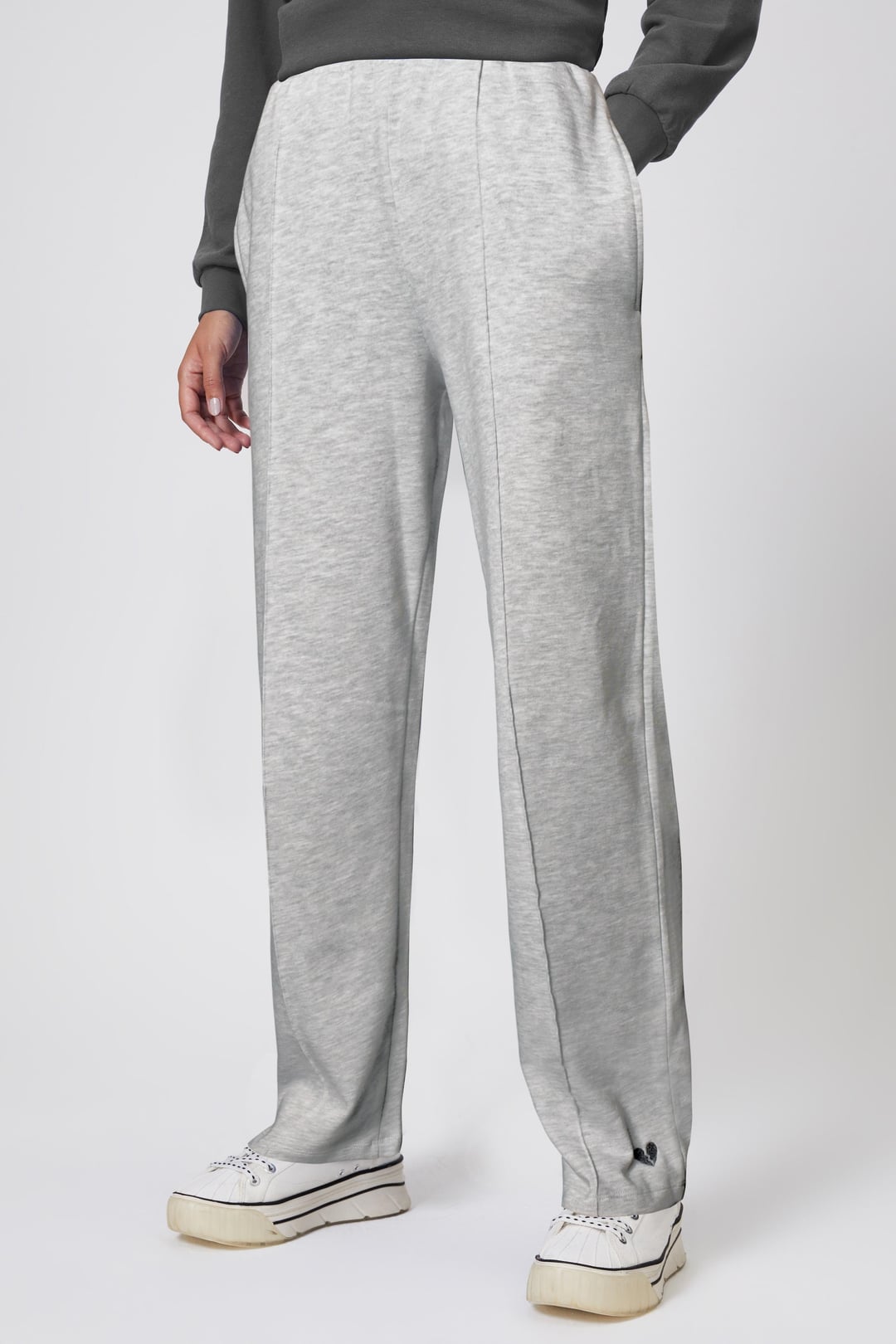 Kadın Düz Paça Melanj Jogger Pantolon