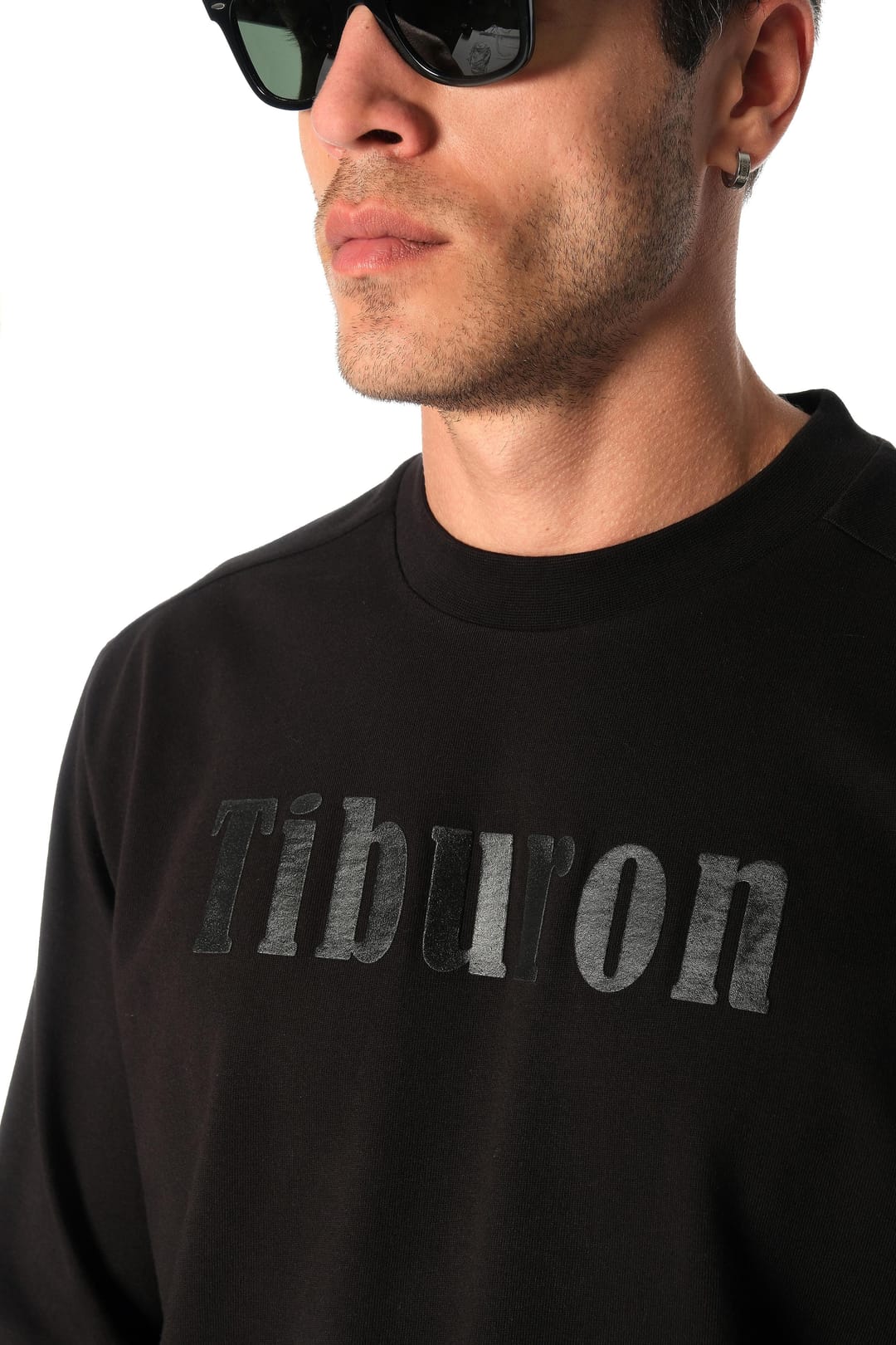 Siyah Logo Baskılı Uzun Kollu Tshirt