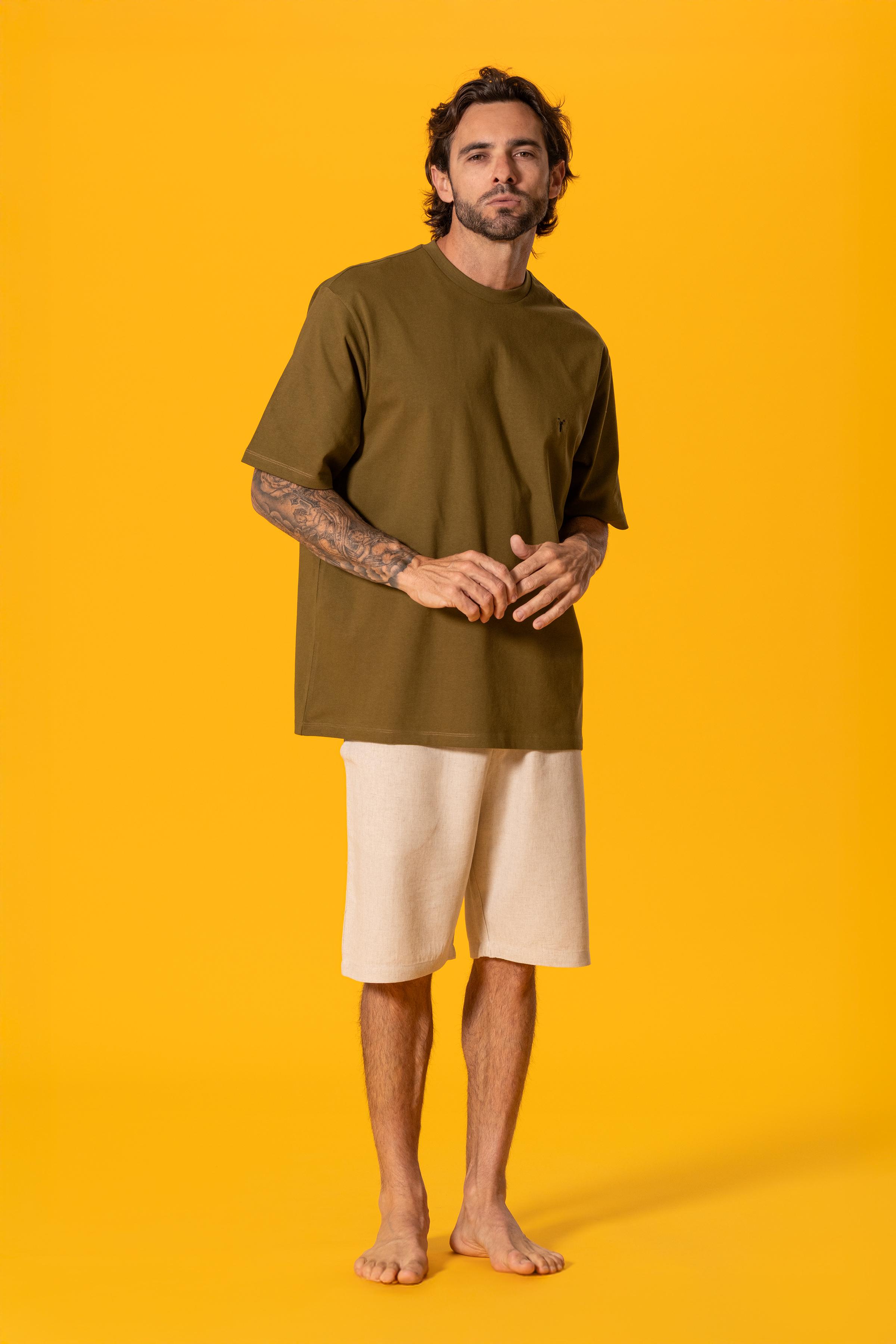 Bisiklet Yaka Haki Oversize Tişört