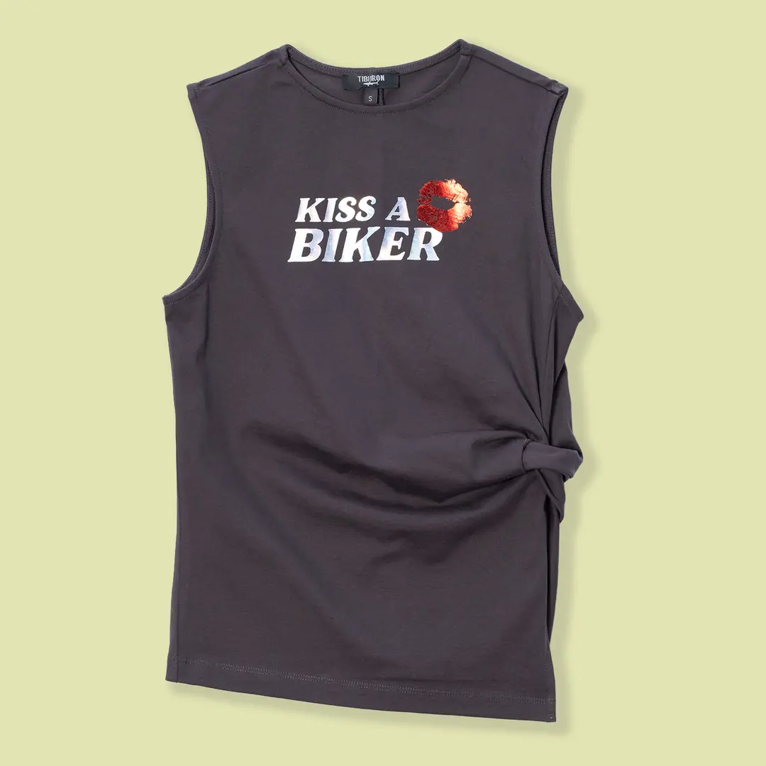 Varak Baskılı Antrasit Kolsuz Tişört