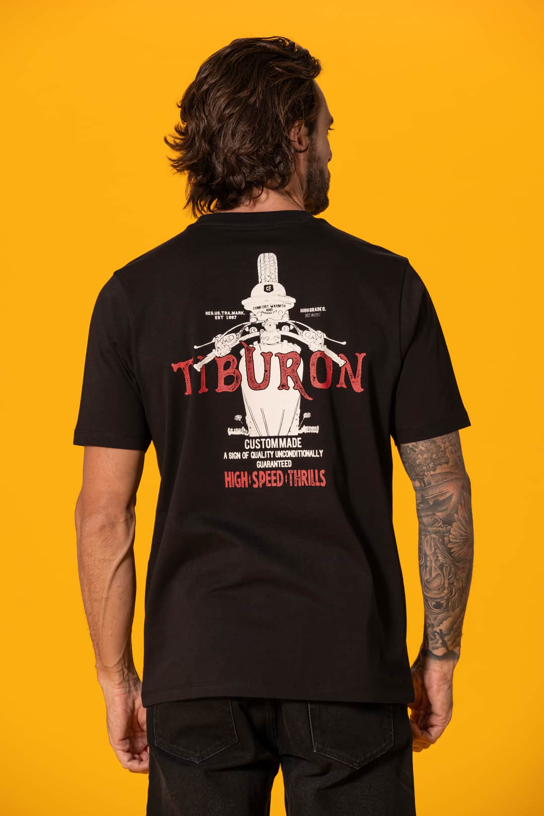 Tiburon Motor Baskılı Siyah Regular Tişört