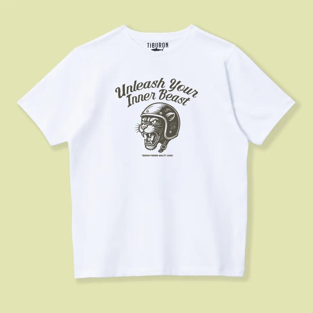 Erkek Baskılı Beyaz Regular Tişört