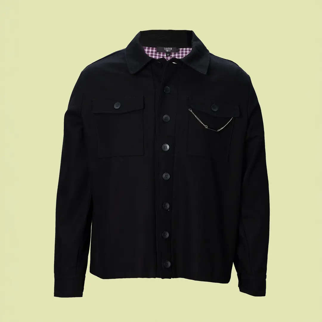 Ekose Astarlı Siyah Kanvas Ceket