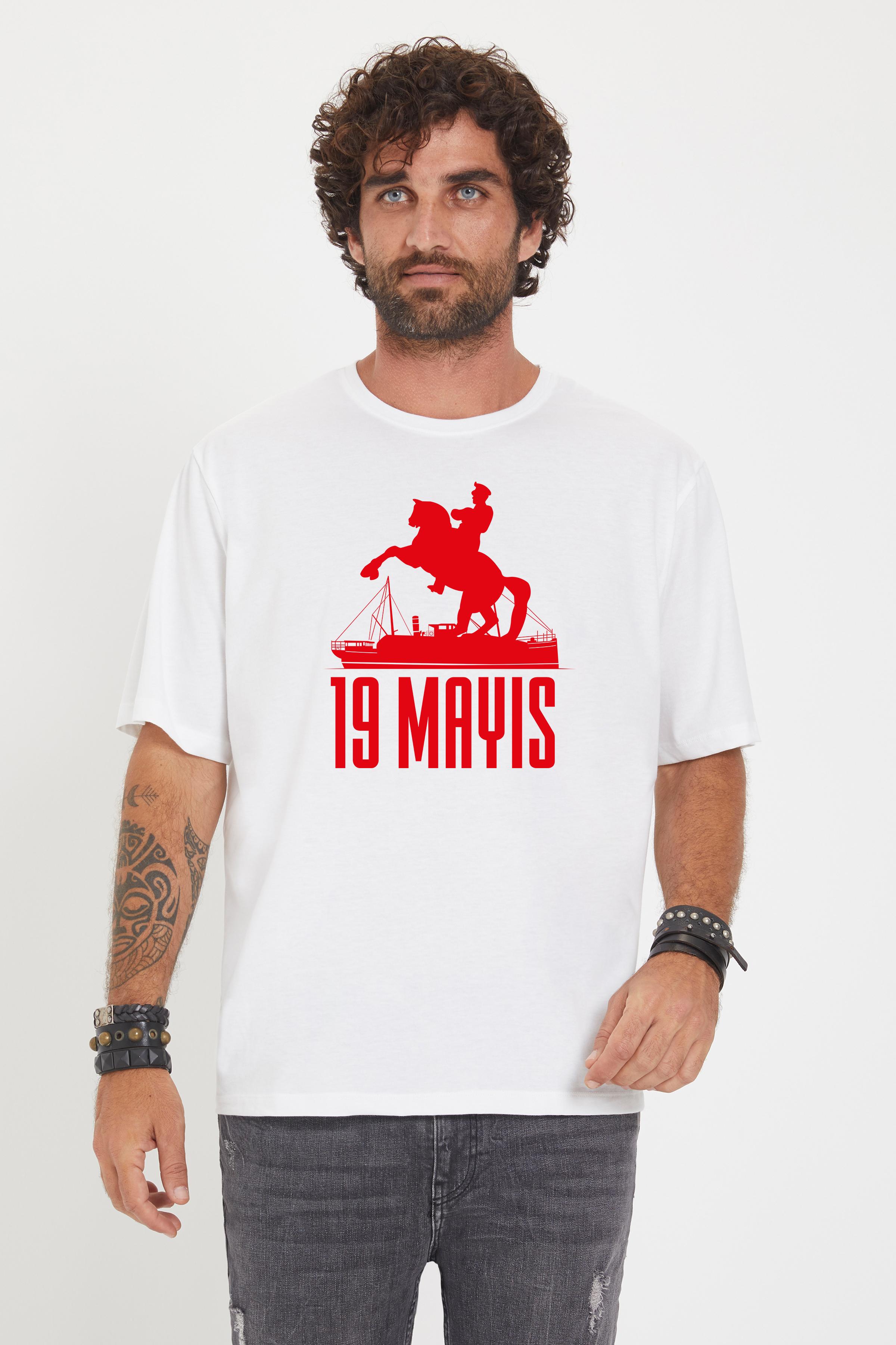 19 Mayıs Beyaz Erkek Tişört