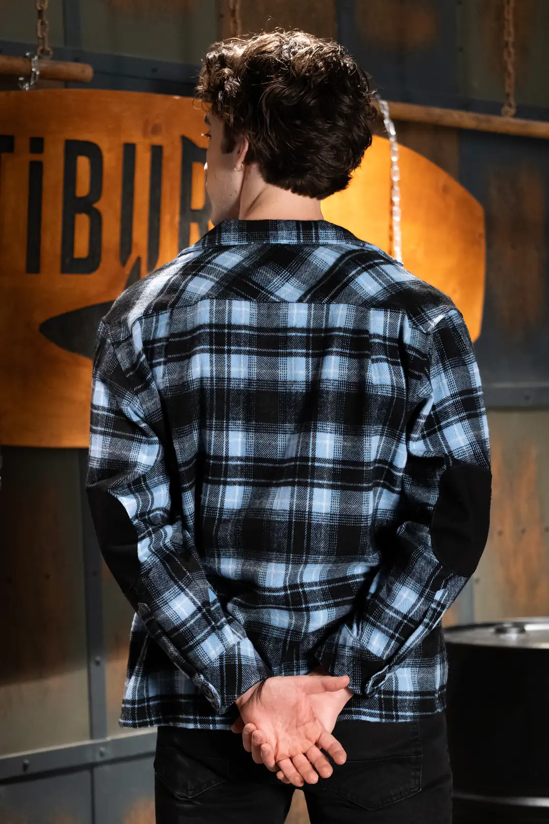 Yünlü Mavi Ekoseli Erkek Oduncu Gömlek