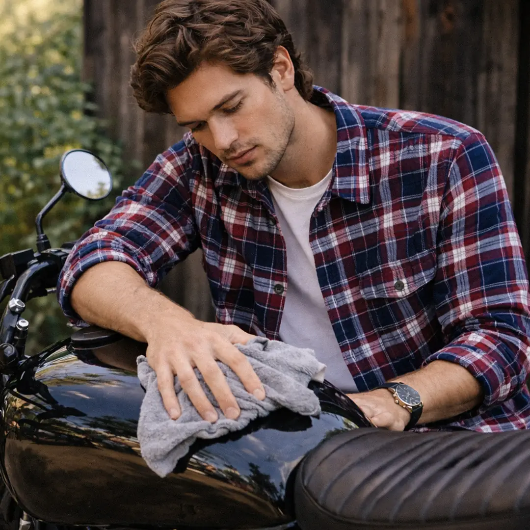 Lacivert Ekose Desenli Uzun Kollu Erkek Gömlek