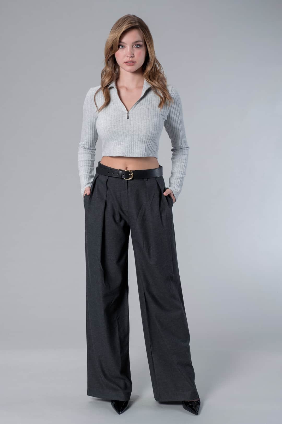 Fermuarlı Polo Yaka Fitilli Body