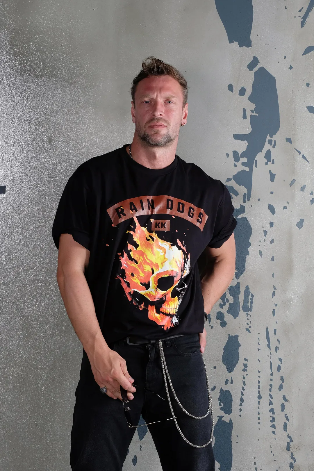 Alev Baskılı Erkek Oversize Tişört