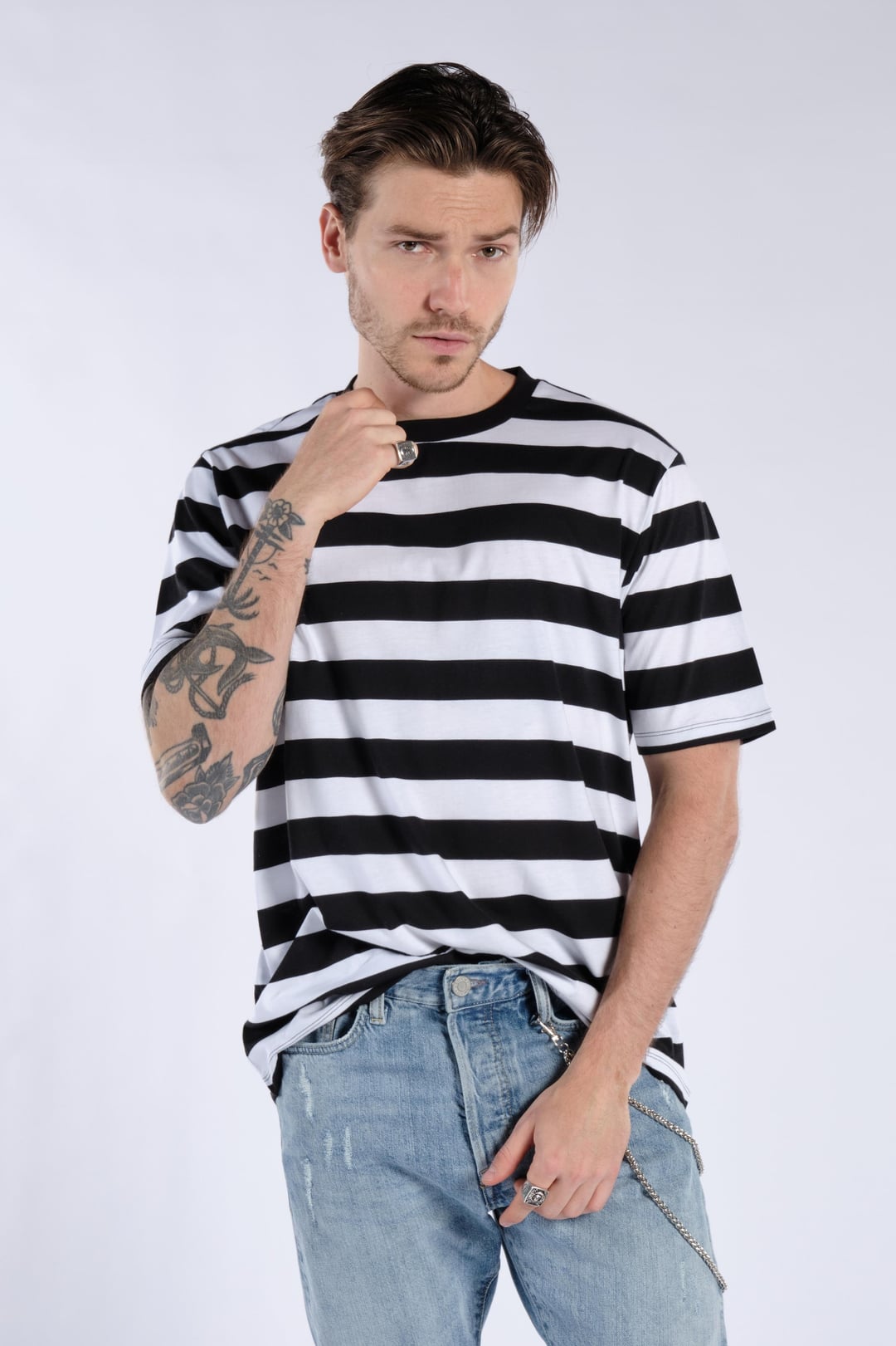 Çizgili Erkek Oversize Tişört