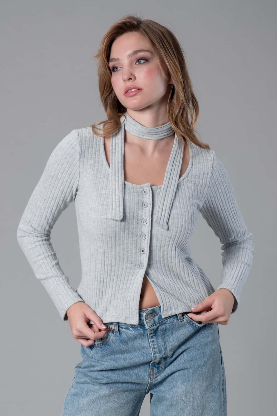 Fular Detaylı Fitilli Body