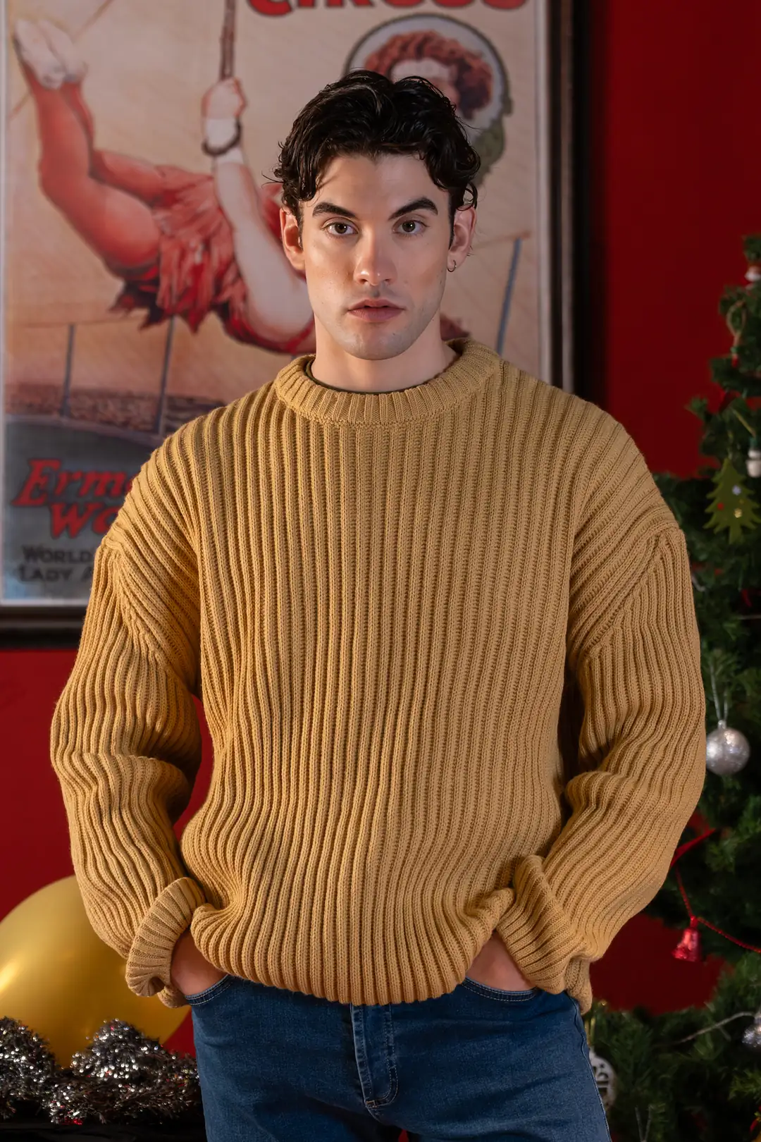 Bisiklet Yaka Deve Tüyü Örme Kazak