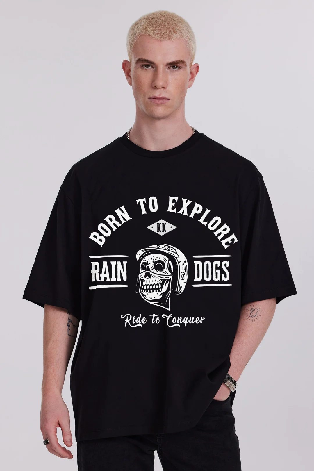 Rain Dogs KK Kuru Kafa Baskılı Siyah Erkek Tişört