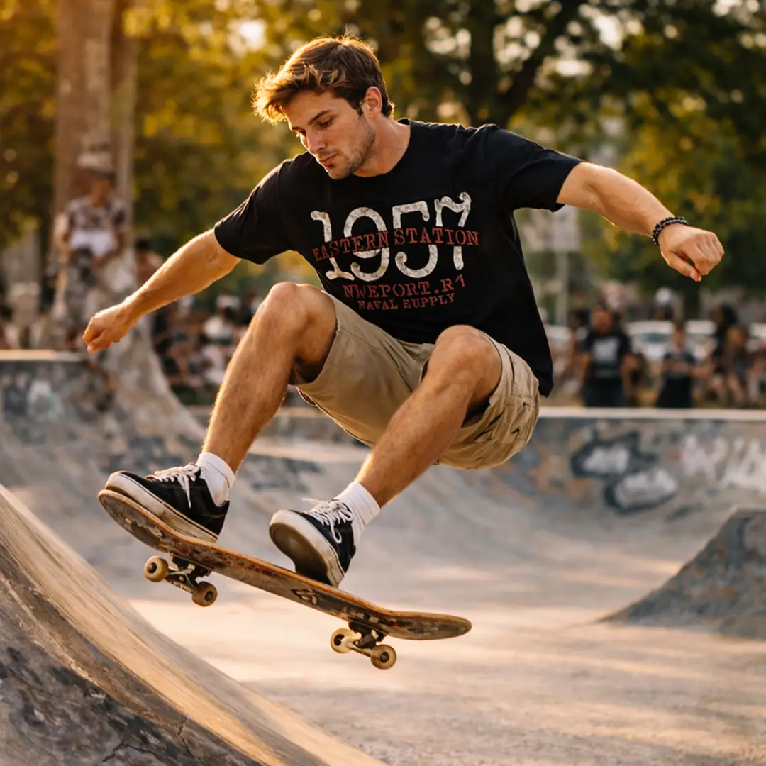 Erkek Baskılı Siyah Regular Tişört