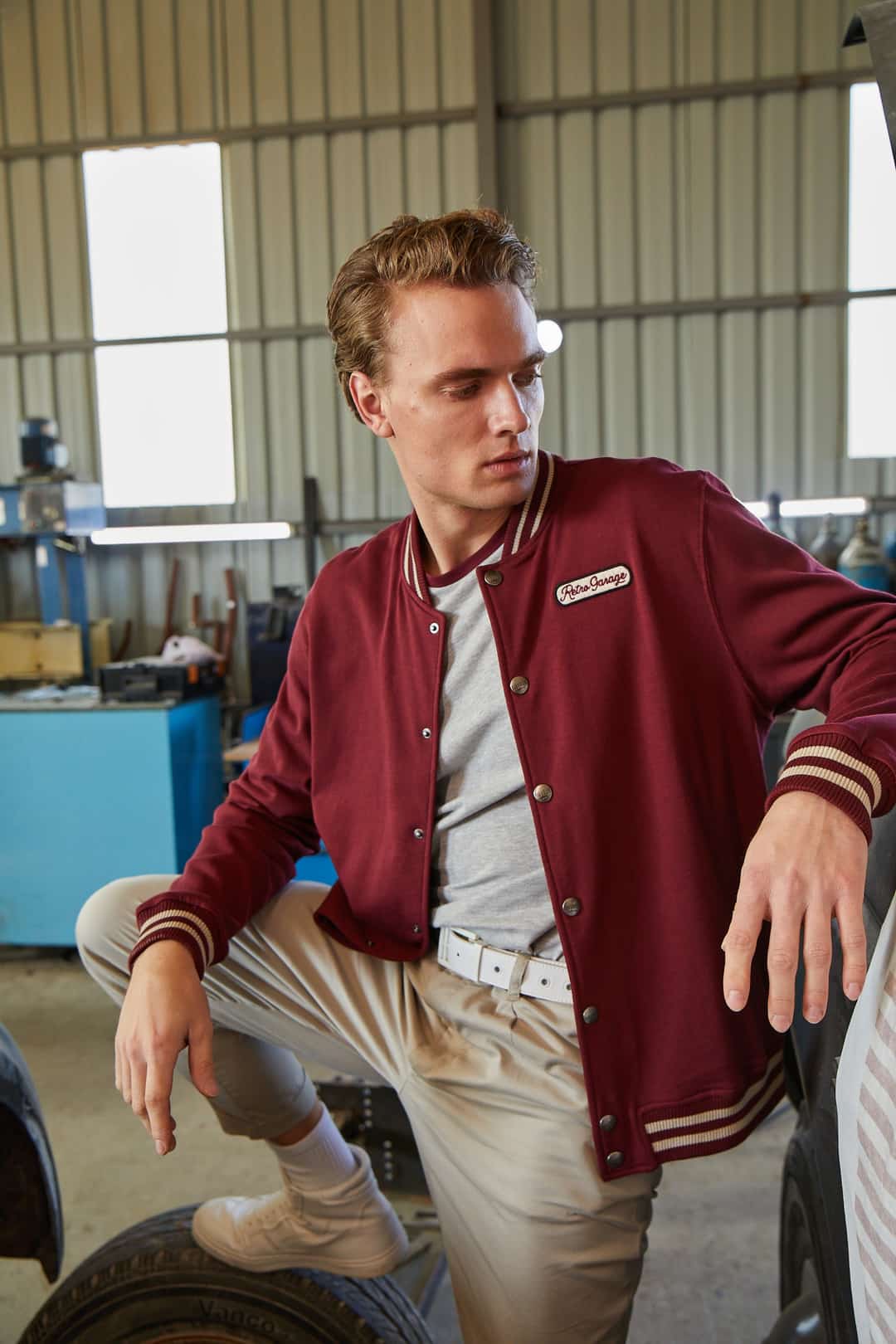 Erkek Bordo Bomber Ceket