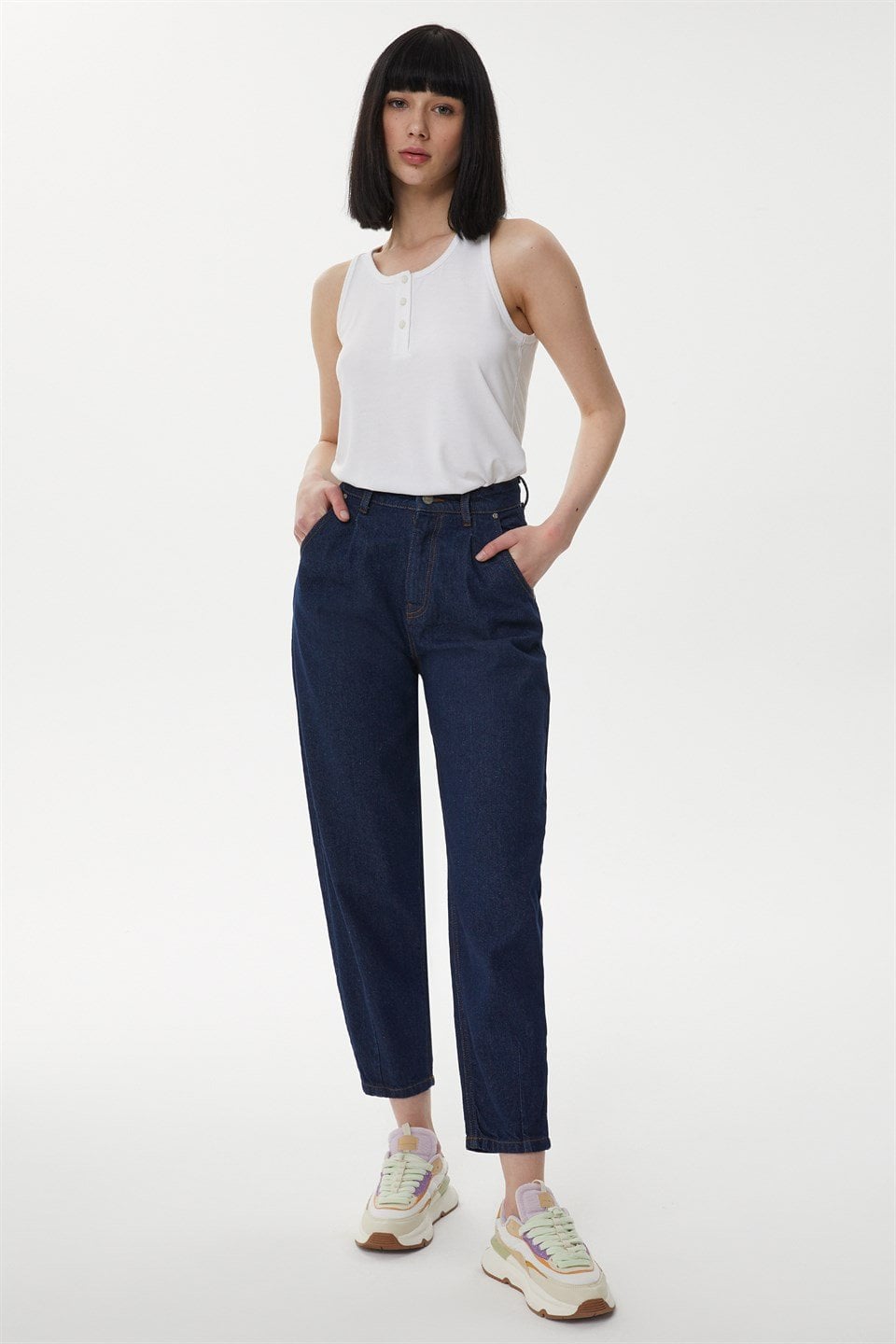 Lacivert Mom Jean