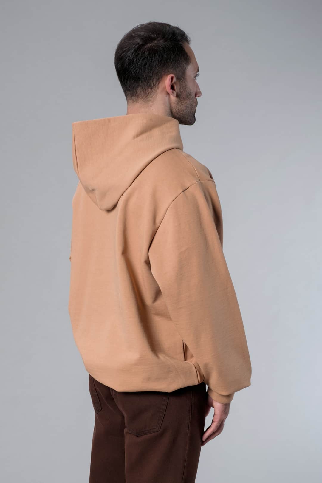 Nakış Detaylı Bej Oversize Hoodie