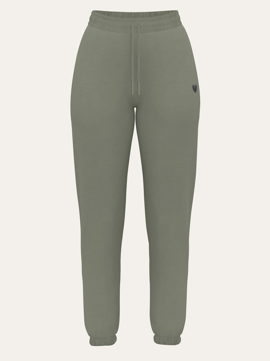 Kalp Nakışlı Haki Kadın Jogger Pantolon