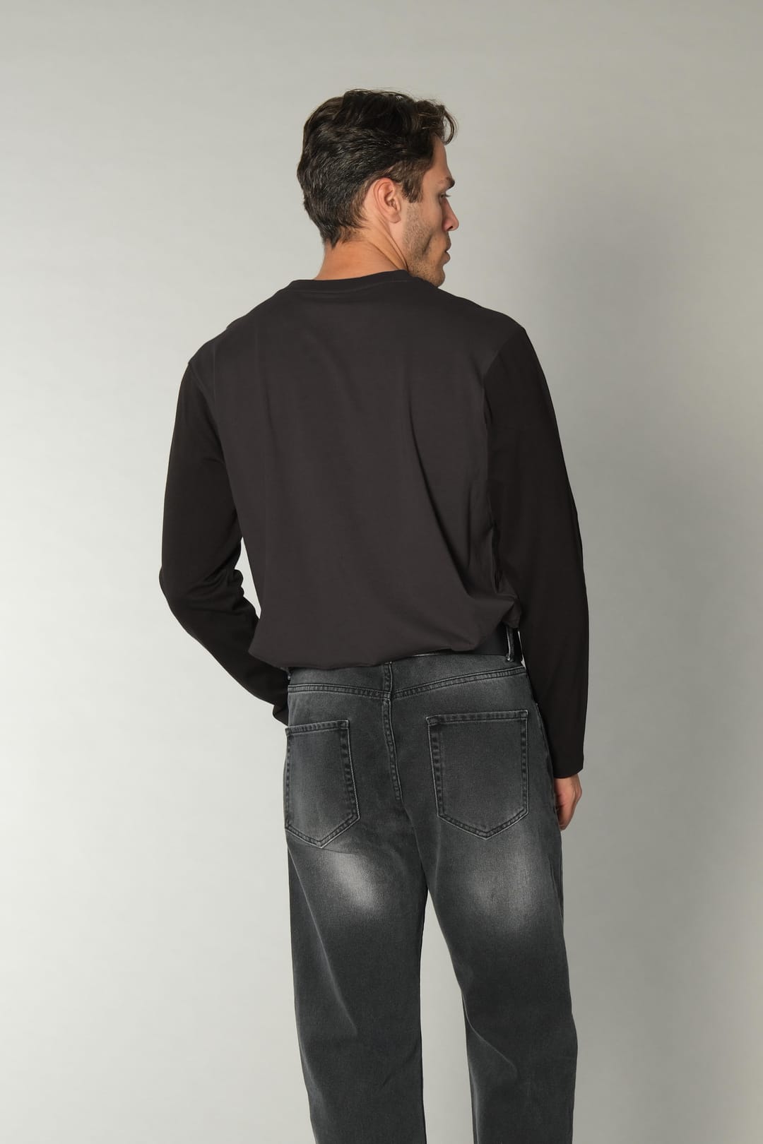 Antrasit Motor Baskılı Kontrast Tshirt