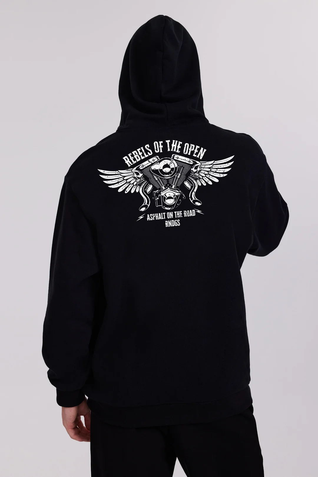 Rain Dogs Sırtı Motor Baskılı Kapüşonlu Erkek Hoodie