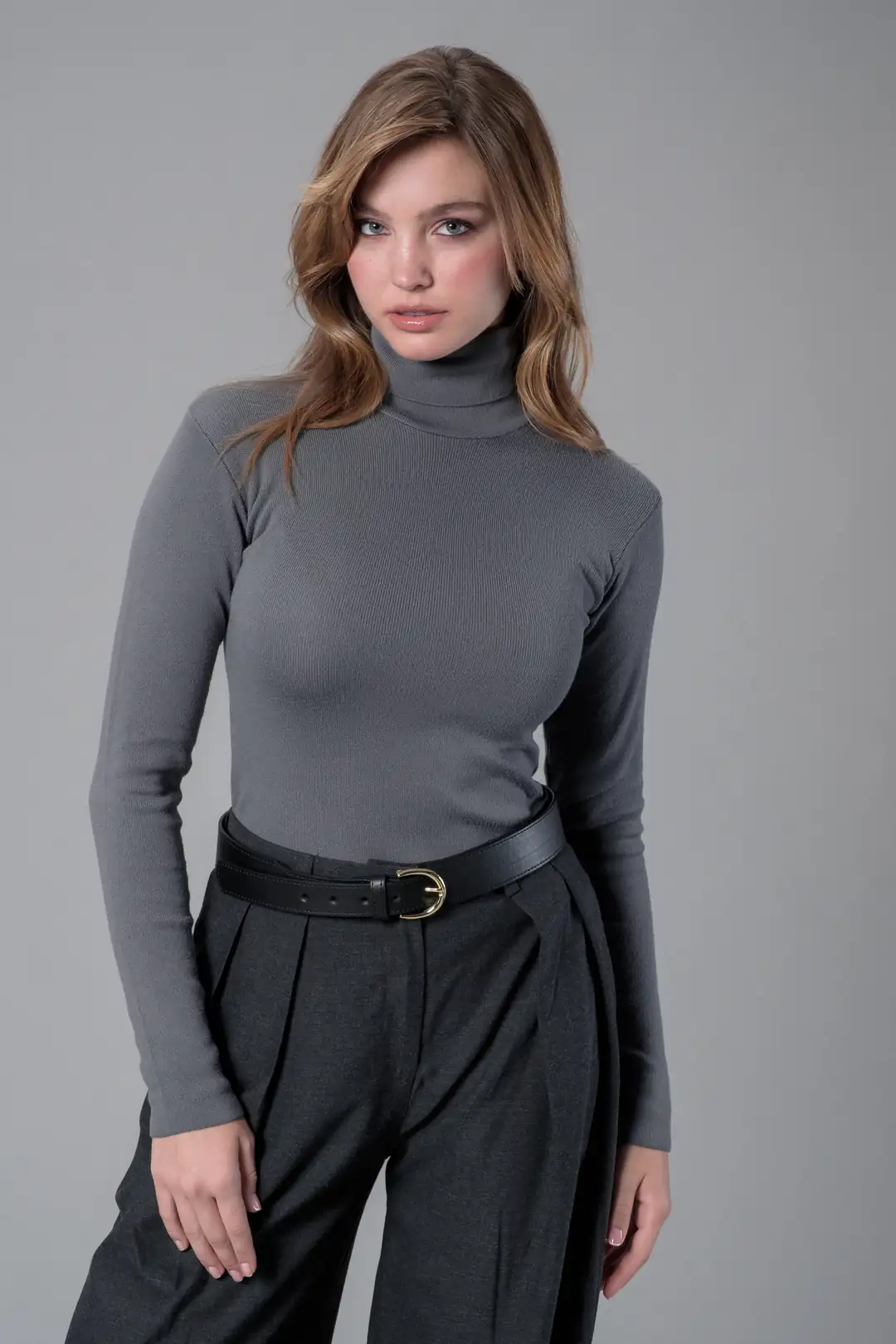 Gri Balıkçı Yaka Triko