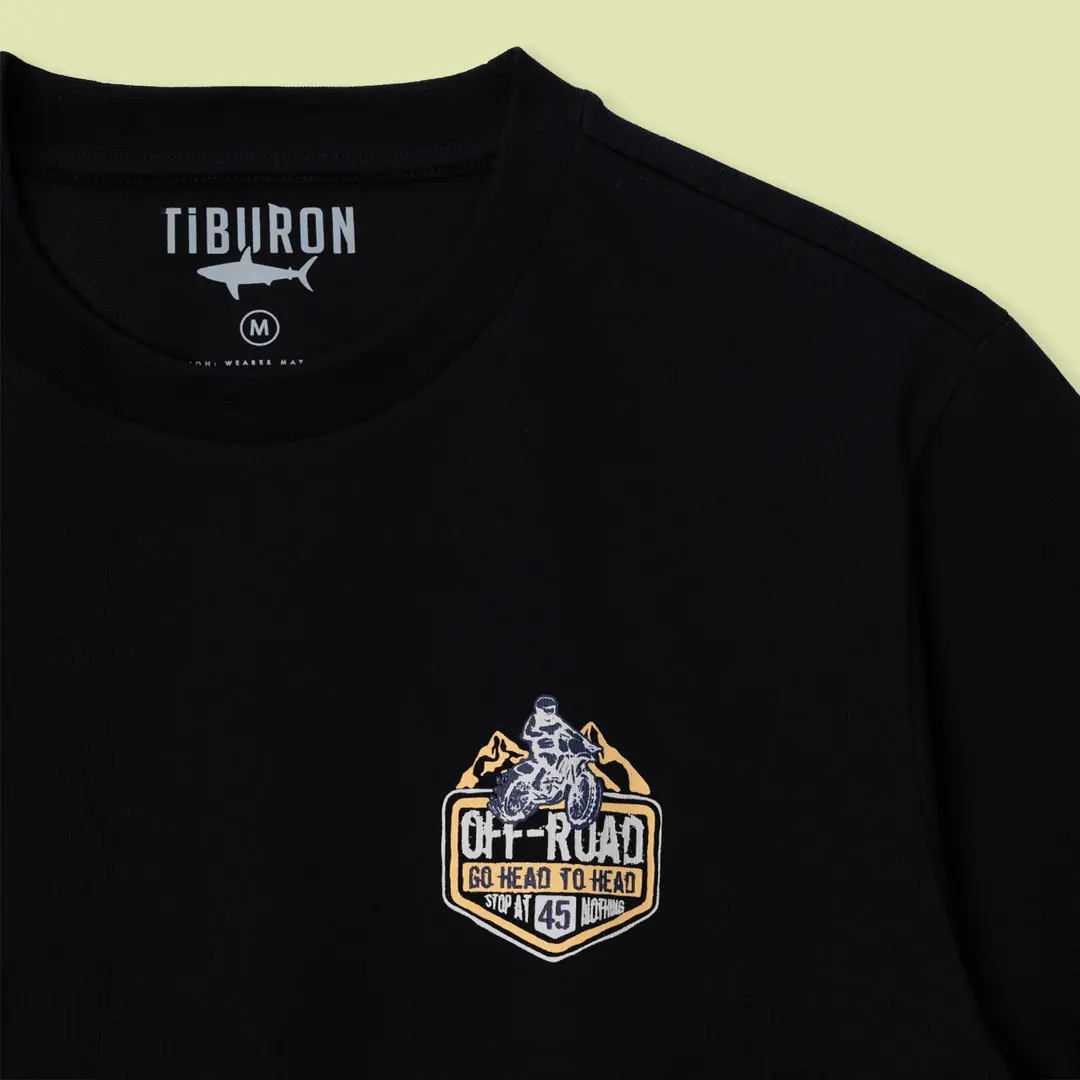 Erkek Minimal Baskılı Siyah Regular Tişört