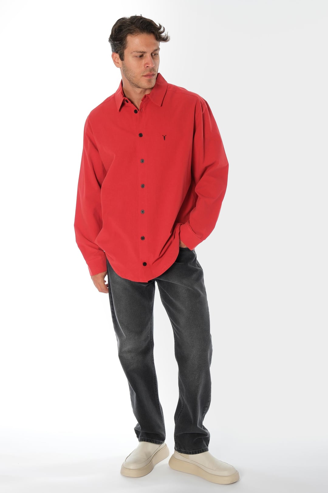 Casual Kırmızı Poplin Gömlek