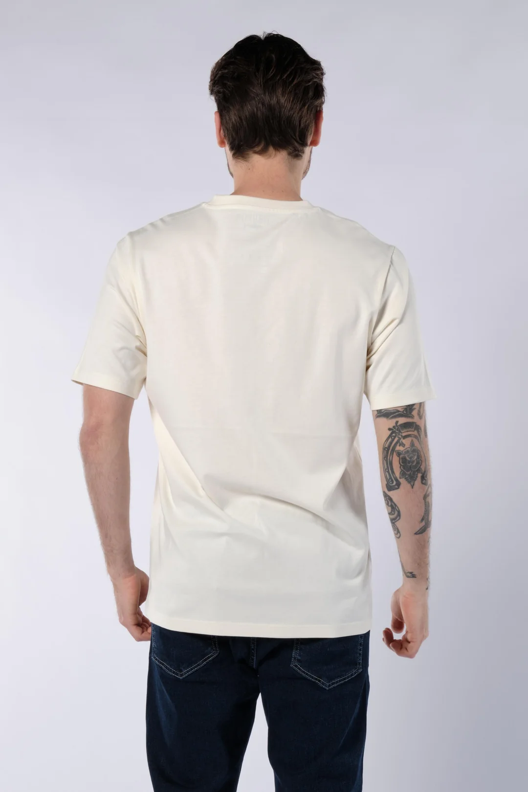 Özel Baskılı Ekru Erkek Kısa Kollu Tişört