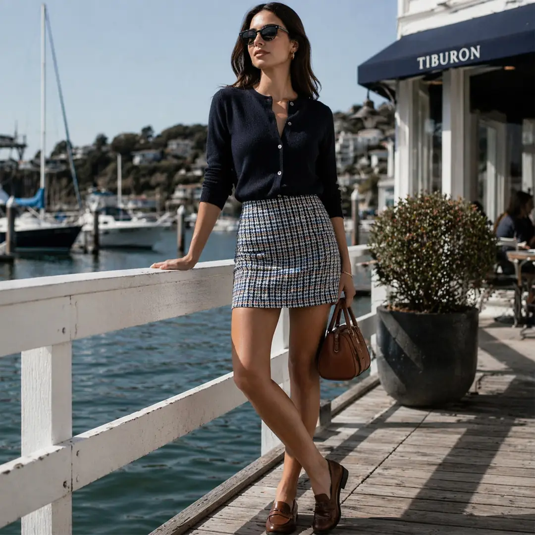 Dokulu Desenli Mini Etek