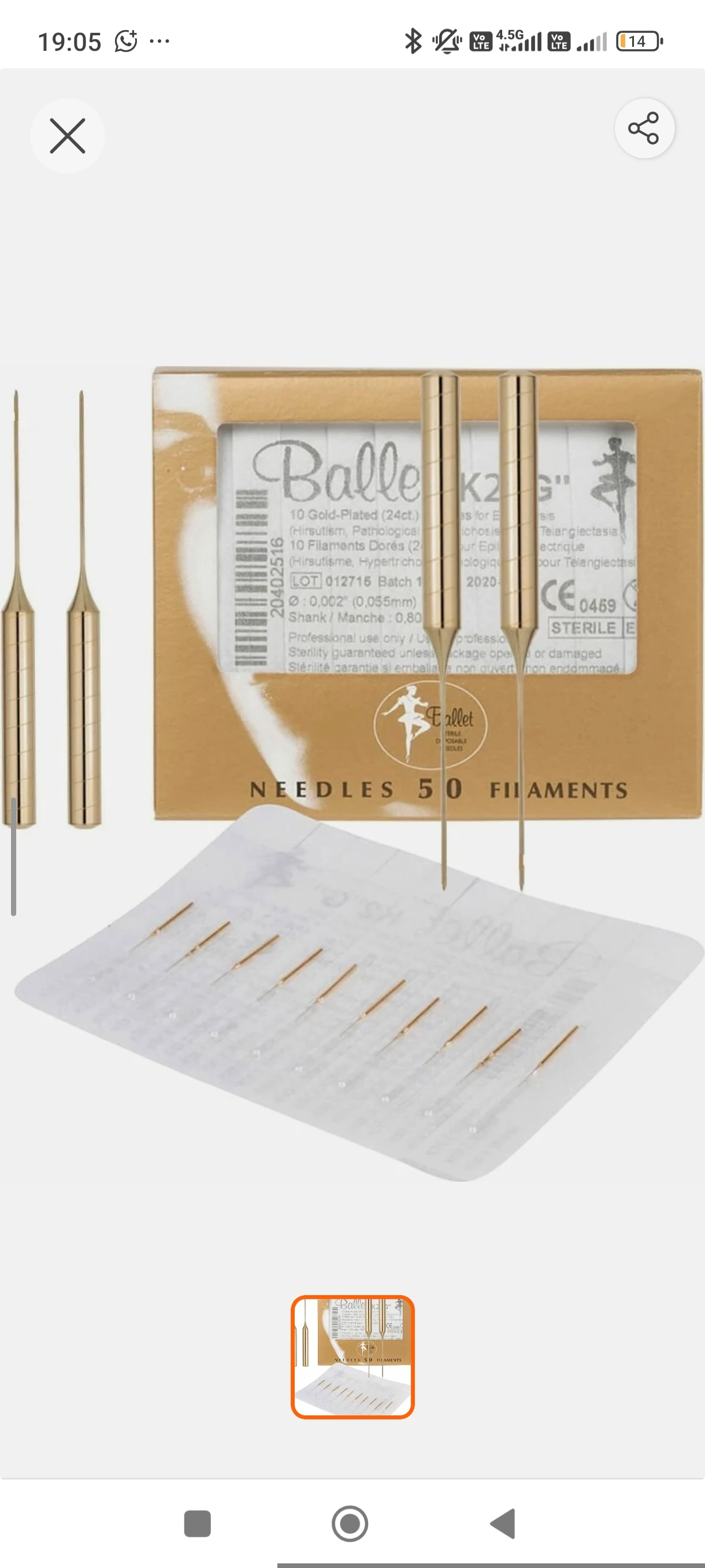 Balet Altın İğne ( İğneli Epilasyon Cihazı İğnesi )